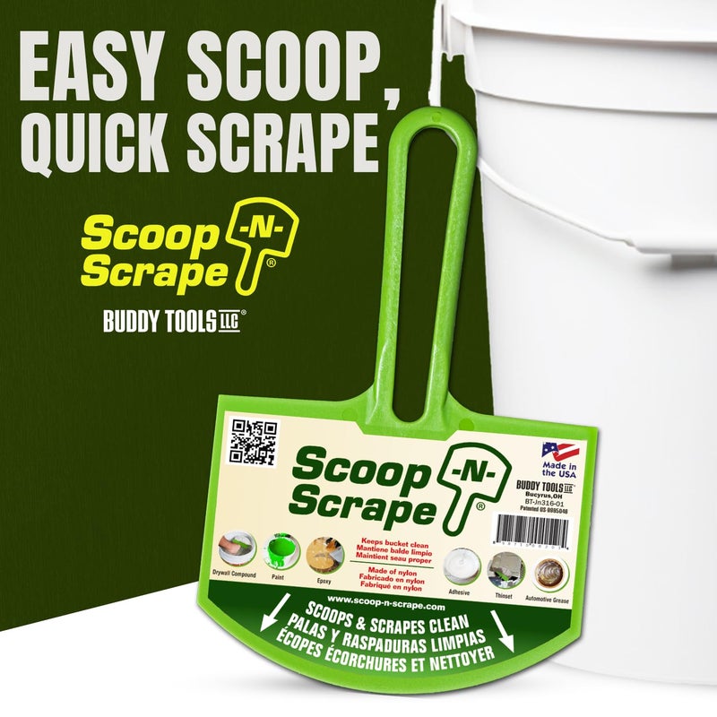 Buddy Tools LLC Buddy Tools Scoop-N-Scrape - Efficient Bucket Scoop for 5-Gallon - Lightweight and Durable Curved Bucket Trowel - Made with Heavy-Duty Nylon - Scrapes Clean, No More Shavings - Image 2